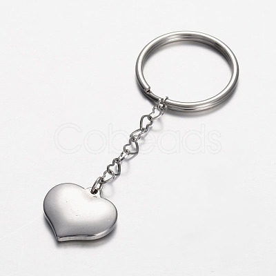 Tarnish Resistant Stainless Steel Heart Keychain KEYC-JKC00045-02-1