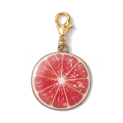 Fruits Theme Alloy Enamel Pendant Decorations HJEW-JM01358-1