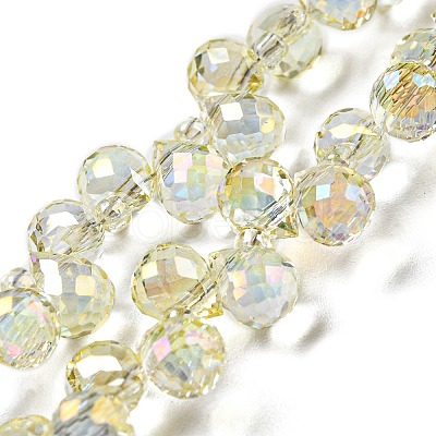 Full Rainbow Plated Electroplate Transparent Glass Beads Strands EGLA-M030-01A-FR01-1