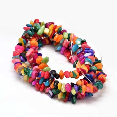 Natural Chip Dyed Shell Bead Strands X-G-L454-10-1