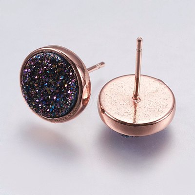 Druzy Resin Earrings KK-E724-S-11RG-1