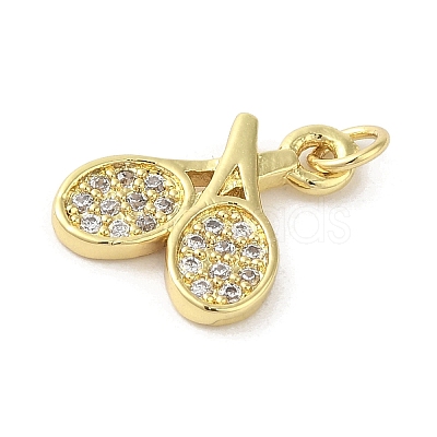 Rack Plating Brass Micro Pave Cubic Zirconia Pendants KK-C052-33A-G-1