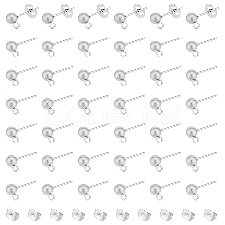 Unicraftale 100Pcs 304 Stainless Steel Ball Post Stud Earring Findings STAS-UN0056-39-1