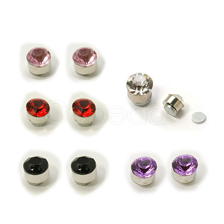 Stainless Steel Magnetic Ear Studs with Rhinestone EJEW-I054C-M-1