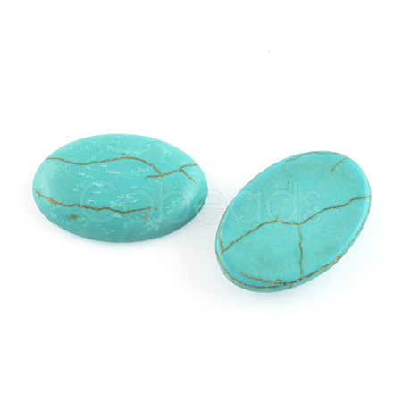 Craft Findings Dyed Synthetic Turquoise Gemstone Flat Back Cabochons TURQ-S276-6x8mm-01-1