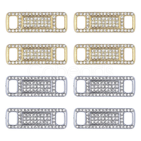 Globleland 8Pcs 2 Colors Alloy Rhinestone Shoelace Buckle FIND-GL0001-76-1