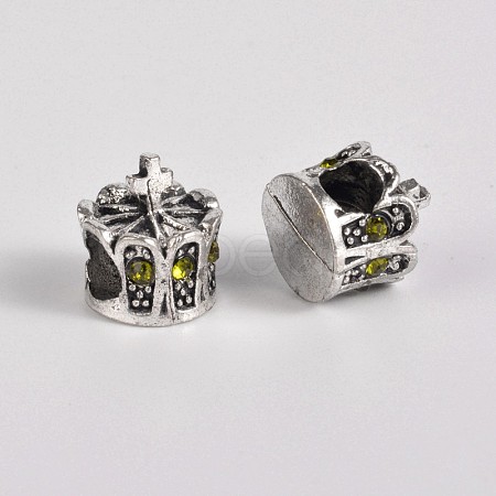 Antique Silver Plated Alloy Rhinestone European Beads CPDL-J030-09AS-1
