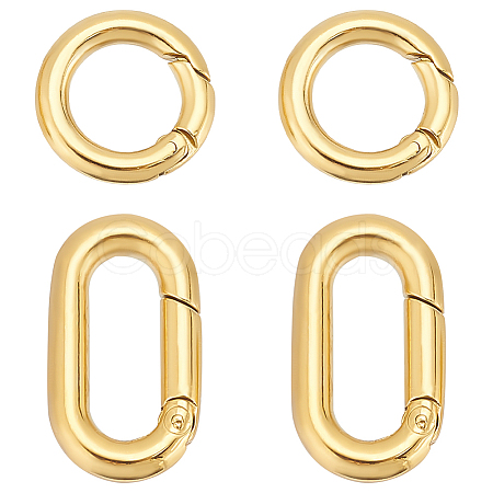 Unicraftale 4Pcs 2 Styles Ion Plating(IP) 304 Stainless Steel Spring Gate Rings STAS-UN0050-05-1