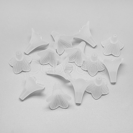 5-Petal Transparent Acrylic Bead Caps X-FACR-S014-SB518-1