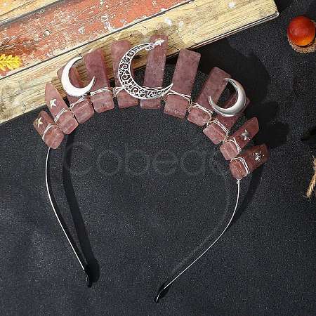 Natural Strawberry Quartz Hair Bands PW-WG70490-02-1