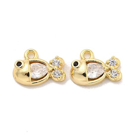 Brass Micro Pave Clear Cubic Zirconia Charms KK-Z044-30G-1