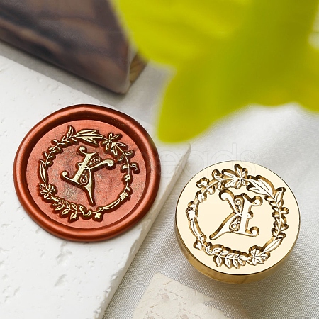 Golden Tone Wax Seal Brass Stamp Head DIY-B079-01G-K-1