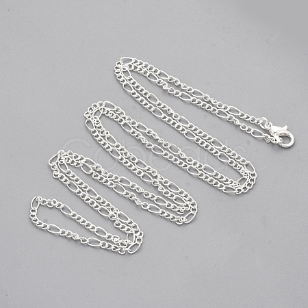 Brass Coated Iron Figaro Chain Necklace Making MAK-T006-03S-1