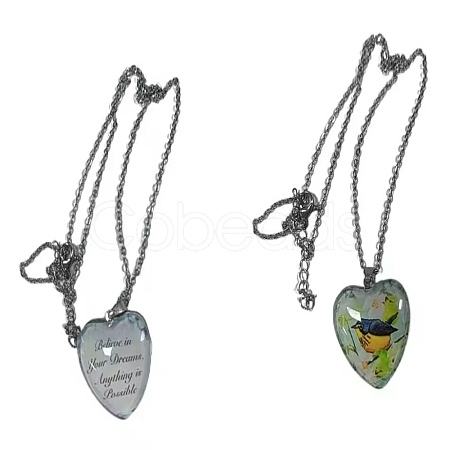 Heart Glass Pendant Necklaces PW23052491039-1