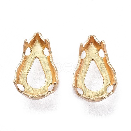 Flat Teardrop Brass Sew on Prong Settings KK-N0084-A01-6x10G-1