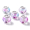 High Transparent Two-Color Copper Buckle Acrylic European Beads, Round, Large Hole Bead, Platinum, Magenta, 14x10mm, Hole: 5mm