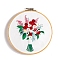 Flower Pattern DIY Embroidery Starter Kits, Including Embroidery Cloth & Thread, Needle, Instruction Sheet, Red, 330x330mm