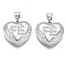 Brass Micro Pave Cubic Zirconia Pendants, with Snap on Bail, Nickel Free, Heart with Letter, Clear, Real Platinum Plated, 17x17x3.5mm, Hole: 4.5x3.5mm