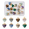 Fashewelry 16Pcs 8 Styles Natural & Synthetic Gemstone Charms, with Light Gold Plated Iron Findings, Heart, 13.5x10.5x5~5.5mm, Hole: 1.6~1.8mm, 2pcs/style