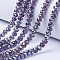 Electroplate Glass Beads Strands, AB Color Plated, Faceted, Rondelle, Indigo, 10x8mm, Hole: 1mm, about 63~65pcs/strand, 49~50cm