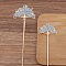 Ancient Style Alloy with Enamel Hair Stick Finding, for DIY Jewelry Accessorie, Fan, Aqua, 120mm, 10pcs/set