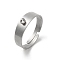 Non-Tarnish 304 Stainless Steel Open Cuff Rings Findings, Loop Ring Base, Stainless Steel Color, Hole: 2mm, US Size 7 1/4(17.5mm)