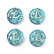 Synthetic Turquoise Beads, with Golden Tone Brass Slices, Flat Round with Letter, Letter L, 15x5.5mm, Hole: 1.4mm