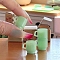 Teacup PVC Mini Model, Micro Landscape Dollhouse Accessories, Pretending Prop Decorations, Pale Green, 13~15x14.5mm, 4pcs/set