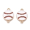 Rack Plating Alloy Enamel Sport Ball Connector Charms, Baseball Links, Golden, White, 21x15x3mm, Hole: 1.8mm