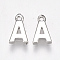 Brass Charms, Letter, Nickel Free, Real Platinum Plated, Letter.A, 8.5x5x1.5mm, Hole: 0.8mm