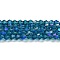 Transparent Electroplate Glass Beads Strands, AB Color Plated, Faceted, Bicone, Steel Blue, 4x4mm, Hole: 0.8mm, about 82~85pcs/strand, 12.01~12.2 inch(30.5~31cm)