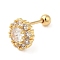 Brass Micro Pave Clear Cubic Zirconia Stud Earrings, with 316 Stainless Steel Pin and Ear Nut, Flat Round, Golden, 8mm