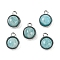 Natural Amazonite Pendants, with Platinum Tone Rack Plating Brass, Flat Round, 9.8x7.5x4.3mm, Hole: 1.2mm