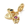 Rack Plating Brass Pave Colorful Cubic Zirconia European Dangle Charms KK-P279-43G-2