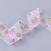 Flower Pattern Printed Polyester Organza Ribbons ORIB-Q034-06-3