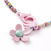 Personalized Spary Painted Natural Wood Beaded Necklaces NJEW-JN03243-3
