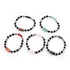Natural Mixed Gemstone and Black Agate(Dyed) Beads Stretch Bracelets BJEW-JB04010-1