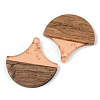 Transparent Resin & Walnut Wood Pendants RESI-S389-046B-B04-2