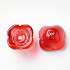 4-Petal Transparent Spray Painted Glass Bead Caps X-GGLA-S054-009A-03-2