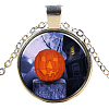 Halloween Theme Glass Pendant Necklaces NJEW-J057-B933-S-1