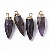 Top Golden Plated Natural Amethyst Pointed Pendants G-S359-078F-2