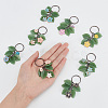 Flower Leaf Alloy Enamel & Glass Pendant Keychain KEYC-AB00014-3