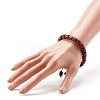 Waxed Wooden Column Beads Stretch Bracelet for Men Women BJEW-JB06776-3