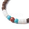 Summer Beach Round Natural Red Jasper & Synthetic Turquoise & White Shell & Coconut Beaded Bracelets BJEW-JB10813-3