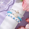 3Pcs Summer Beach Polymer Clay & Glass & Synthetic Turquoise Beaded Stretch Bracelets Kit BJEW-JB10675-01-2