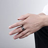 Fashionable 316L Titanium Steel Wide Band Rings for Men RJEW-BB07106-9-5