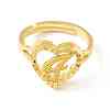 Real 18K Gold Plated Brass Alphabet Adjustable Rings RJEW-M139-18I-2