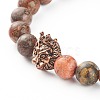 Natural Leopard Skin Jasper Round Beads Yoga Stretch Bracelet for Men Women BJEW-JB06928-6