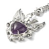 Natural Amethyst Heart with Wing Pendant Keychain G-Z033-04P-01-2