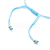 Natural Agate & Brass Clover Beaded Cord Bracelet BJEW-JB08366-04-5